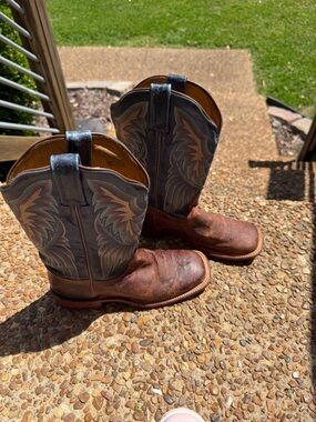 Vintage Tony Lama Wingtip Western Boots Women 6.5 Brown Leather Cowboy Boots